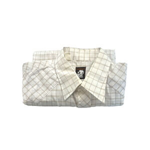KARMAN Mens Grid Pattern Long Sleeve‎ Button Up Shirt Classic Fit Casual